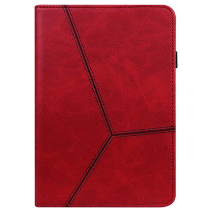 For Samsung Galaxy Tab S9+ / S9 FE+ Solid Color Stripe Embossed Leather Tablet Case(Red) - Galaxy Tab S9 FE+ by buy2fix | Online Shopping UK | buy2fix