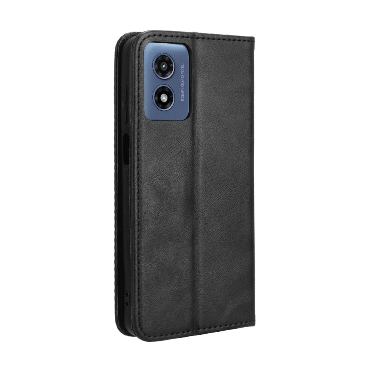 For Motorola Moto G Play 4G 2024 Magnetic Buckle Retro Texture Leather Phone Case(Black) - Motorola Cases by buy2fix | Online Shopping UK | buy2fix