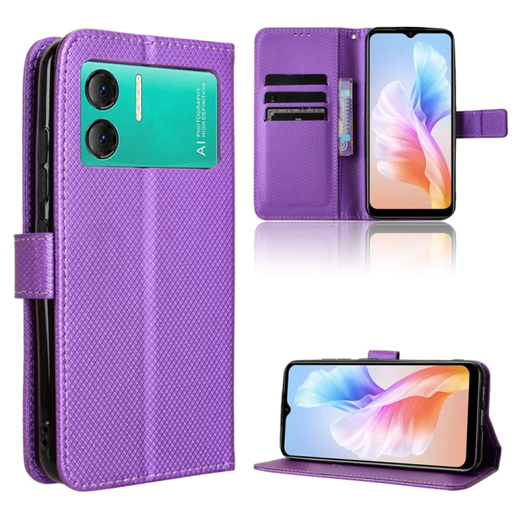 For Doogee X98 Diamond Texture Leather Phone Case(Purple) - Doogee Cases by buy2fix | Online Shopping UK | buy2fix