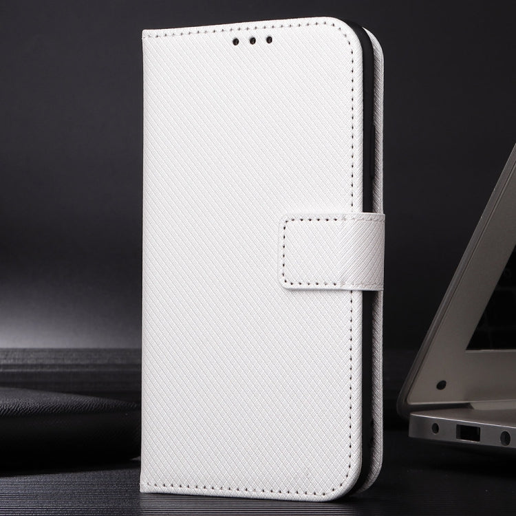 For iPhone 16 Diamond Texture Leather Phone Case(White) - iPhone 16 Cases by buy2fix | Online Shopping UK | buy2fix