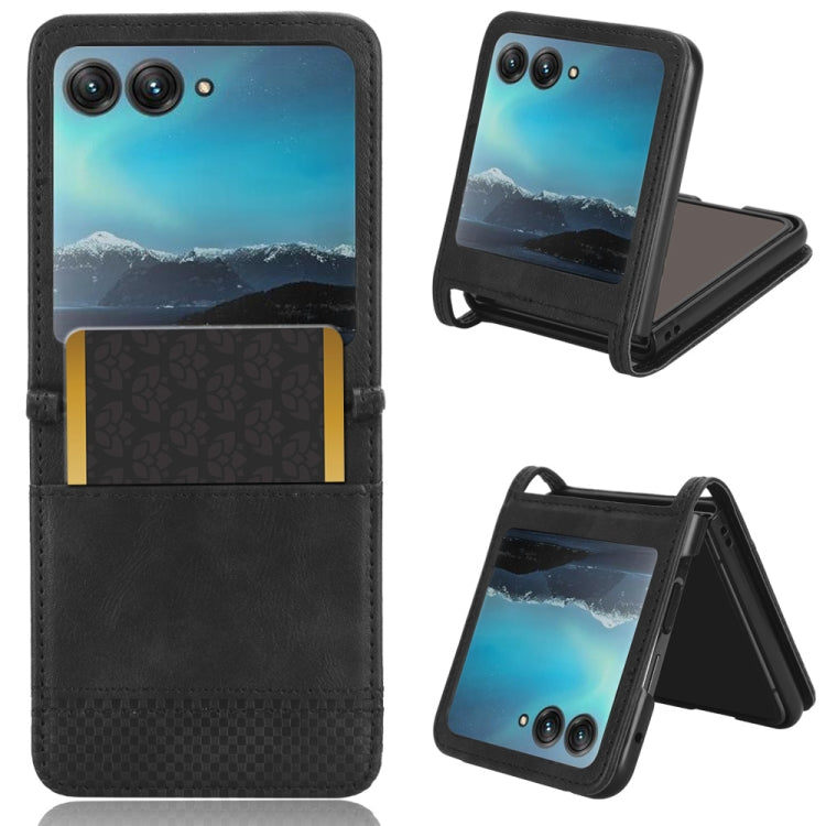 For Motorola Razr 40 Ultra Retro Texture Leather Phone Case(Black) - Motorola Cases by buy2fix | Online Shopping UK | buy2fix