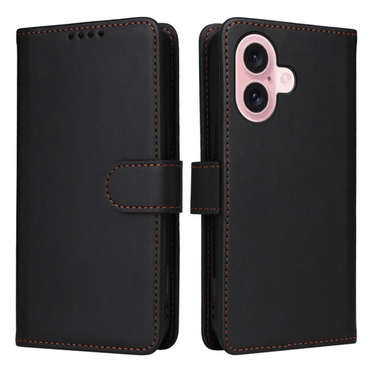 For iPhone 16 BETOPNICE BN-005 2 in 1 Detachable Imitate Genuine Leather Phone Case(Black) - iPhone 16 Cases by BETOPNICE | Online Shopping UK | buy2fix