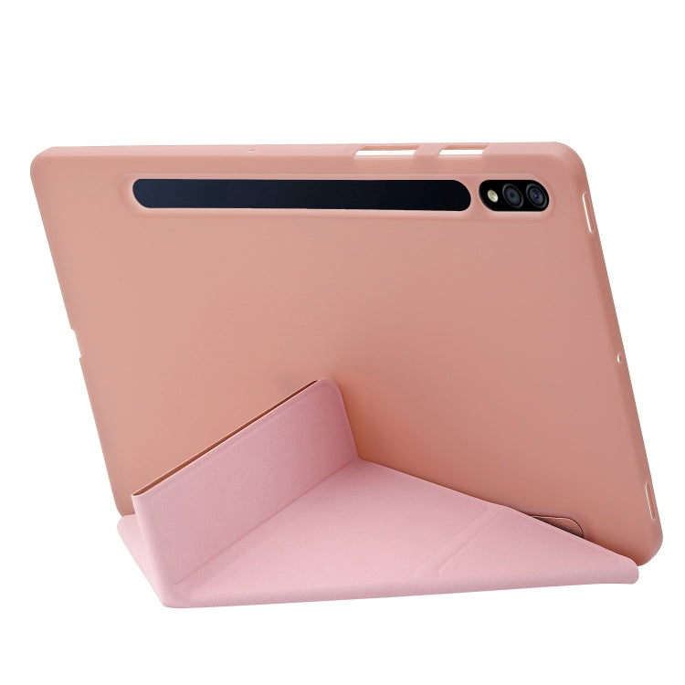 For Samsung Galaxy Tab S9+ Deformation Silicone Leather Tablet Case(Rose Gold) - Galaxy Tab S9+ Cases by buy2fix | Online Shopping UK | buy2fix