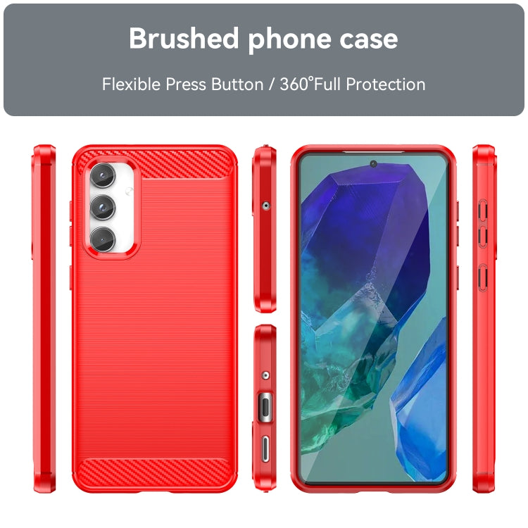 For Samsung Galaxy M55 Brushed Texture Carbon Fiber TPU Phone Case(Red) - Galaxy Phone Cases by buy2fix | Online Shopping UK | buy2fix