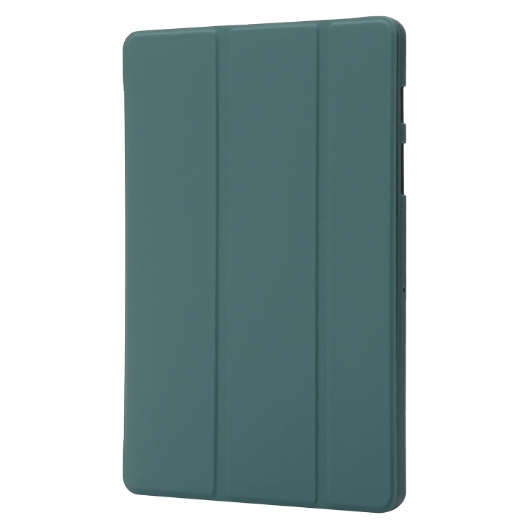 For Samsung Galaxy Tab S9+ 3-Fold Holder Silicone Leather Tablet Case(Dark Green) - Galaxy Tab S9+ Cases by buy2fix | Online Shopping UK | buy2fix