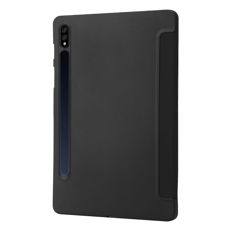 For Samsung Galaxy Tab S9+ 3-Fold Holder Silicone Leather Tablet Case(Black) - Galaxy Tab S9+ Cases by buy2fix | Online Shopping UK | buy2fix