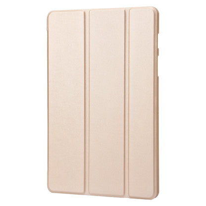 For Samsung Galaxy Tab S9 3-Fold Holder Silicone Leather Tablet Case(Gold) - Galaxy Tab S9 Cases by buy2fix | Online Shopping UK | buy2fix