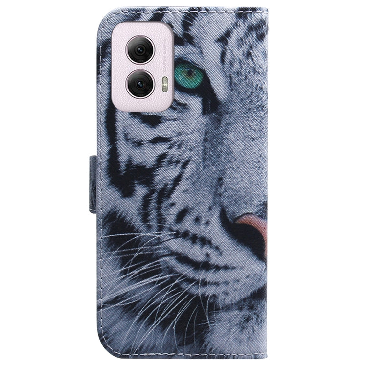 For Motorola Moto G Power 5G 2024 Coloured Drawing Flip Leather Phone Case(Tiger) - Motorola Cases by buy2fix | Online Shopping UK | buy2fix