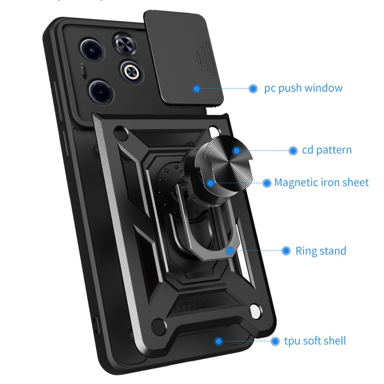 For Infinix Hot 40i / Smart 8 Sliding Camera Cover Design TPU+PC Phone Case(Black) - Infinix Cases by buy2fix | Online Shopping UK | buy2fix