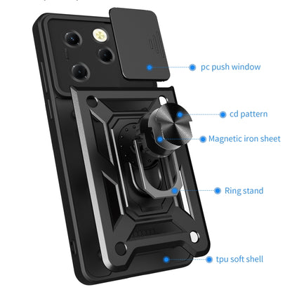 For Infinix Hot 40 / 40 Pro 4G Sliding Camera Cover Design TPU+PC Phone Case(Blue) - Infinix Cases by buy2fix | Online Shopping UK | buy2fix