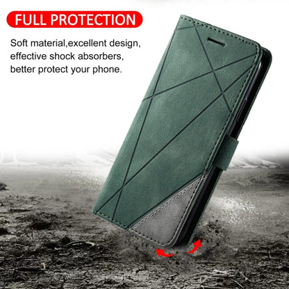 For iPhone 16 Pro Skin Feel Splicing Leather Phone Case(Green) - iPhone 16 Pro Cases by buy2fix | Online Shopping UK | buy2fix