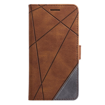 For iPhone 16 Pro Skin Feel Splicing Leather Phone Case(Brown) - iPhone 16 Pro Cases by buy2fix | Online Shopping UK | buy2fix