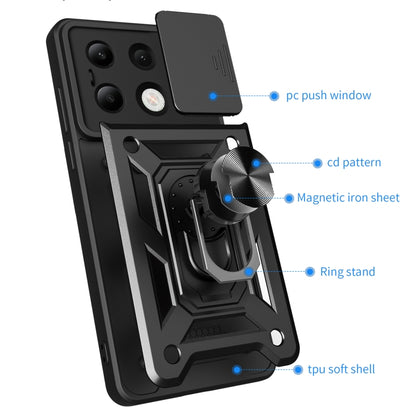 For Xiaomi Redmi Note 13 4G Global Sliding Camera Cover Design TPU Hybrid PC Phone Case(Blue) - Note 13 Cases by buy2fix | Online Shopping UK | buy2fix