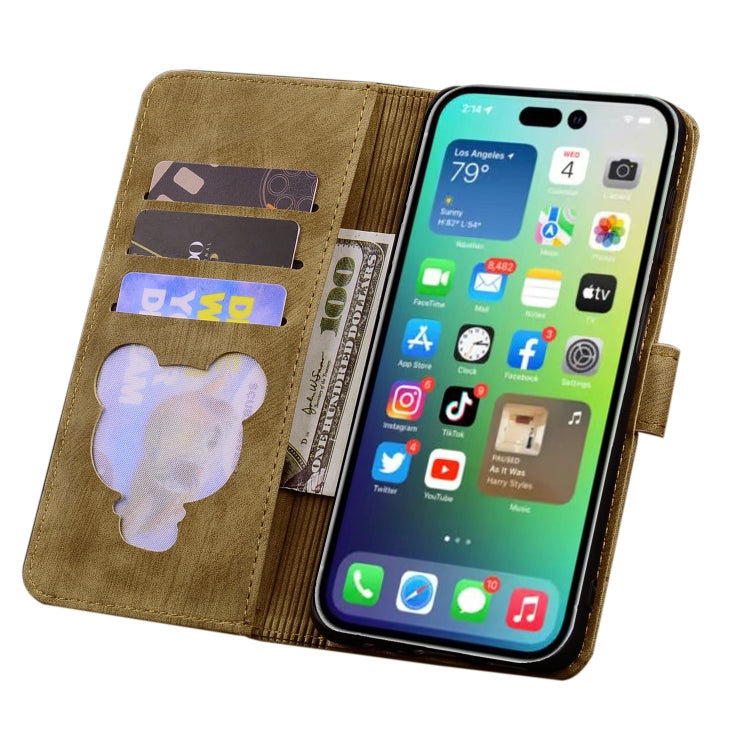 For iPhone 16 Pro Max Cartoon Sakura Cat Embossed Leather Phone Case(Brown) - iPhone 16 Pro Max Cases by buy2fix | Online Shopping UK | buy2fix