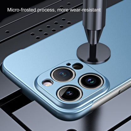 For iPhone 12 Frameless Metallic Paint Hybrid PC Phone Case(Sierra Blue) - iPhone 12 / 12 Pro Cases by buy2fix | Online Shopping UK | buy2fix