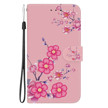 For OnePlus 13 Crystal Texture Colored Drawing Leather Phone Case(Cherry Blossoms) - OnePlus Cases by buy2fix | Online Shopping UK | buy2fix