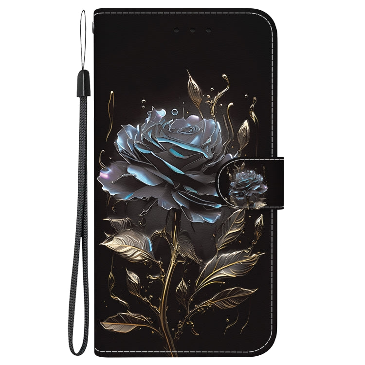 For Google Pixel 9 Pro Crystal Texture Colored Drawing Leather Phone Case(Black Rose) - Google Cases by buy2fix | Online Shopping UK | buy2fix