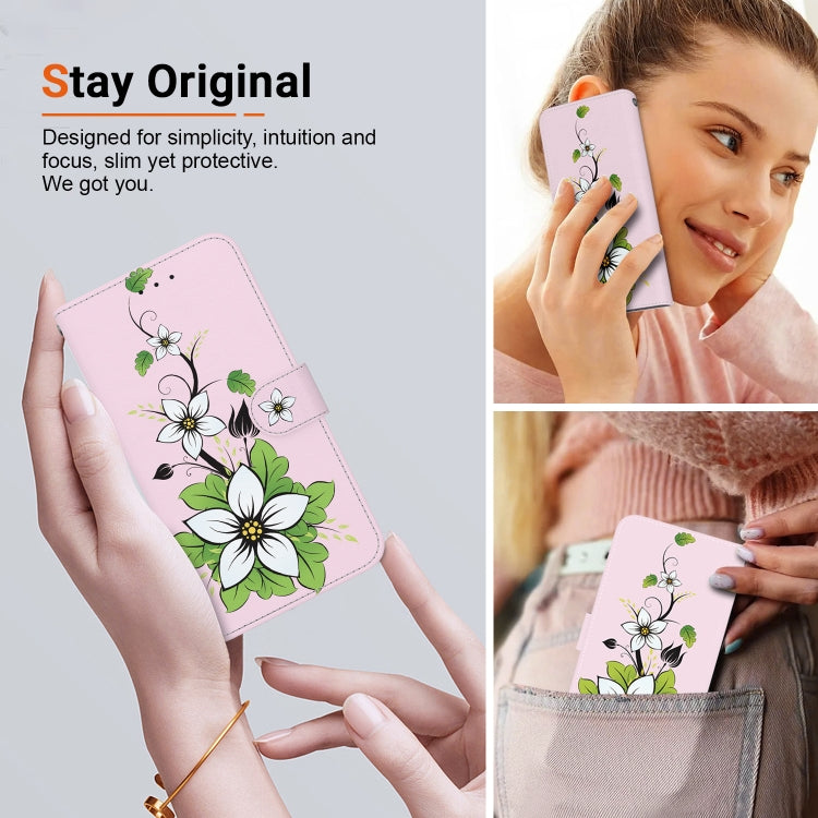 For Google Pixel 9 Crystal Texture Colored Drawing Leather Phone Case(Lily) - Google Cases by buy2fix | Online Shopping UK | buy2fix