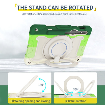 For Samsung Galaxy Tab S9 Armor Portable Rotating Ring Holder Silicone Tablet Case(Colorful Green) - Galaxy Tab S9 Cases by buy2fix | Online Shopping UK | buy2fix