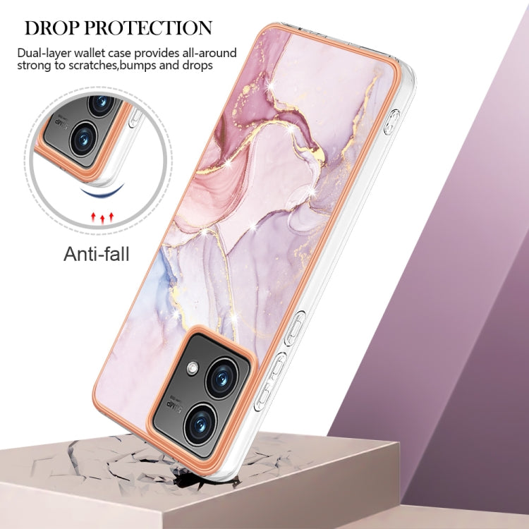 For Motorola Moto G84 Electroplating Marble Dual-side IMD Phone Case(Rose Gold 005) - Motorola Cases by buy2fix | Online Shopping UK | buy2fix