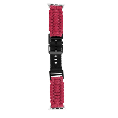 For Apple Watch Ultra 2 49mm Paracord Plain Braided Webbing Buckle Watch Band(Red) - Watch Bands by buy2fix | Online Shopping UK | buy2fix