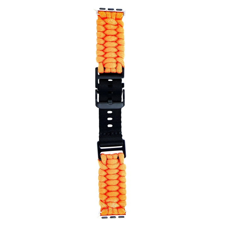 For Apple Watch Ultra 2 49mm Paracord Plain Braided Webbing Buckle Watch Band(Orange) - Watch Bands by buy2fix | Online Shopping UK | buy2fix