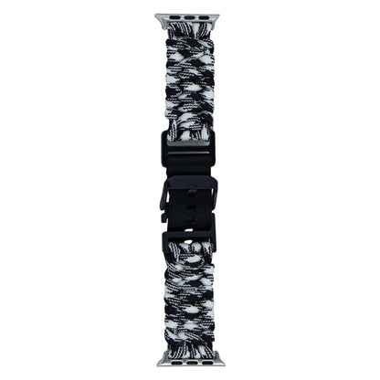 For Apple Watch Ultra 49mm Paracord Plain Braided Webbing Buckle Watch Band(Black White) - Watch Bands by buy2fix | Online Shopping UK | buy2fix