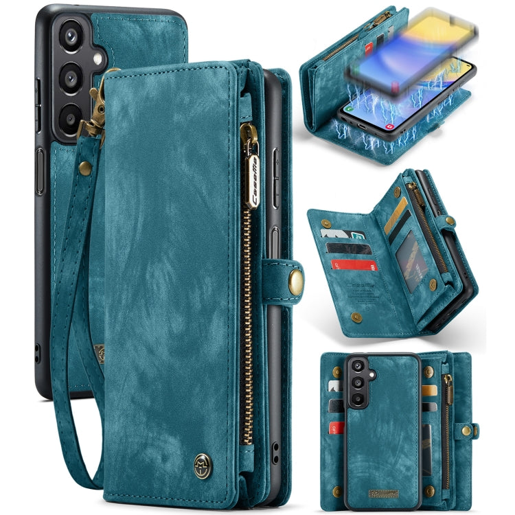 For Samsung Galaxy A15 5G CaseMe 008 Multifunctional Zipper Wallet Leather Phone Case with Lanyard(Blue) - Galaxy Phone Cases by CaseMe | Online Shopping UK | buy2fix