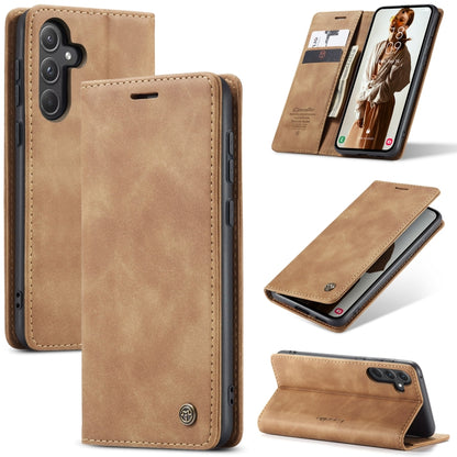 For Samsung Galaxy A55 5G CaseMe 013 Multifunctional Horizontal Flip Leather Phone Case(Brown) - Galaxy Phone Cases by CaseMe | Online Shopping UK | buy2fix