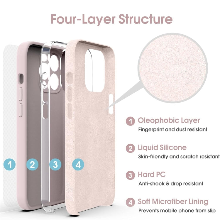 For iPhone 16 Microfiber Liquid Silicone Shockproof Phone Case(Pink) - iPhone 16 Cases by buy2fix | Online Shopping UK | buy2fix