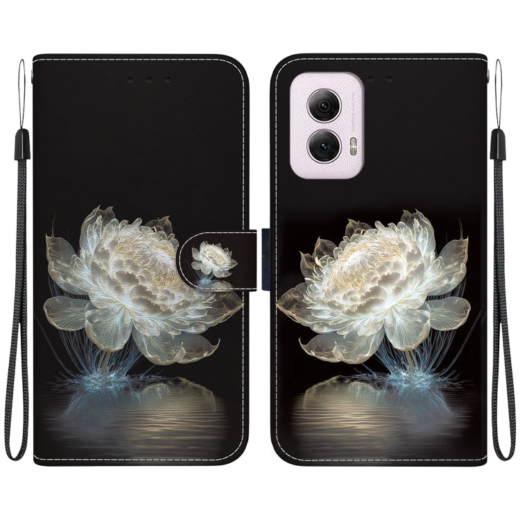 For Motorola Moto G Power 5G 2024 Crystal Texture Colored Drawing Leather Phone Case(Crystal Peony) - Motorola Cases by buy2fix | Online Shopping UK | buy2fix