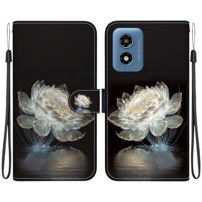 For Motorola Moto G Play 4G 2024 Crystal Texture Colored Drawing Leather Phone Case(Crystal Peony) - Motorola Cases by buy2fix | Online Shopping UK | buy2fix