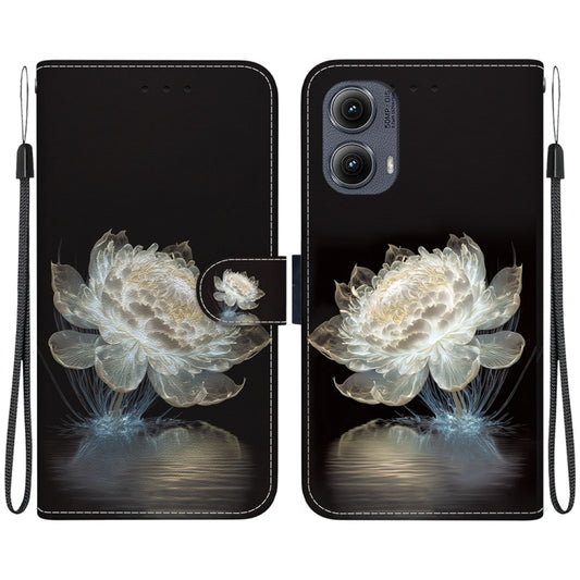 For Motorola Edge 2024 Crystal Texture Colored Drawing Leather Phone Case(Crystal Peony) - Motorola Cases by buy2fix | Online Shopping UK | buy2fix