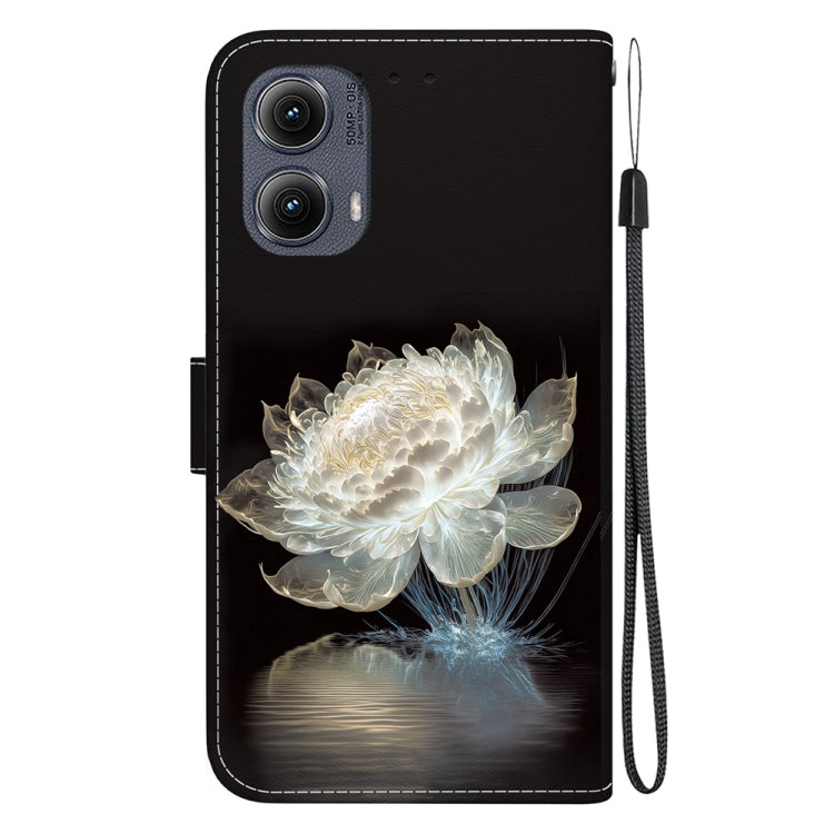 For Motorola Edge 2024 Crystal Texture Colored Drawing Leather Phone Case(Crystal Peony) - Motorola Cases by buy2fix | Online Shopping UK | buy2fix