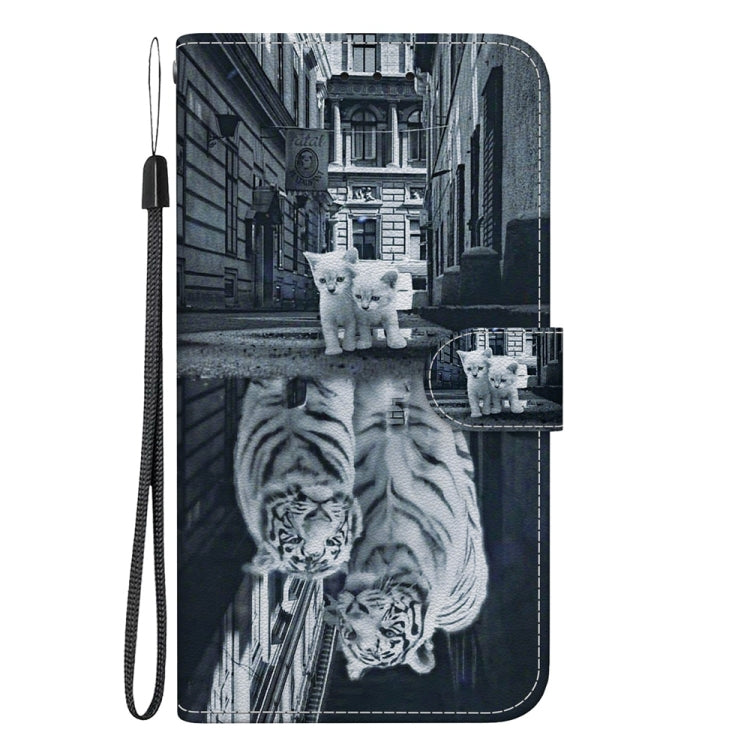 For Motorola Edge 2024 Crystal Texture Colored Drawing Leather Phone Case(Cat Tiger Reflection) - Motorola Cases by buy2fix | Online Shopping UK | buy2fix