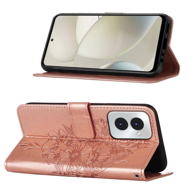 For Motorola Moto G Power 5G 2024 Embossed Butterfly Leather Phone Case(Rose Gold) - Motorola Cases by buy2fix | Online Shopping UK | buy2fix