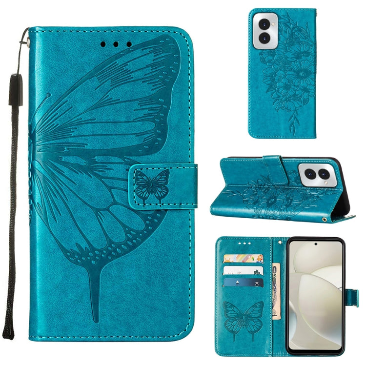 For Motorola Moto G Power 5G 2024 Embossed Butterfly Leather Phone Case(Blue) - Motorola Cases by buy2fix | Online Shopping UK | buy2fix