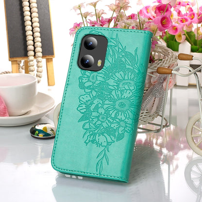 For Motorola Moto G Play 5G 2024 Embossed Butterfly Leather Phone Case(Green) - Motorola Cases by buy2fix | Online Shopping UK | buy2fix