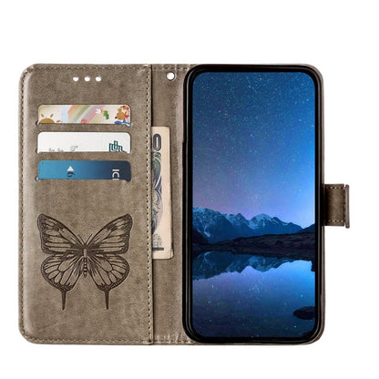 For Motorola Edge 50 Pro Embossed Butterfly Leather Phone Case(Grey) - Motorola Cases by buy2fix | Online Shopping UK | buy2fix