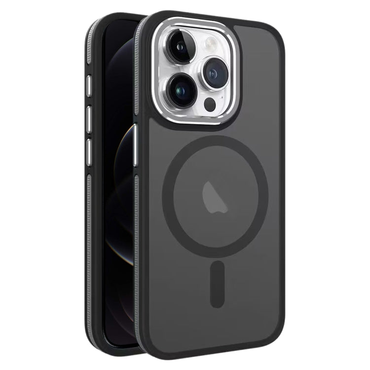 For iPhone 12 / 12 Pro Two-color Frosted MagSafe Magnetic Phone Case(Black) - iPhone 12 / 12 Pro Cases by buy2fix | Online Shopping UK | buy2fix