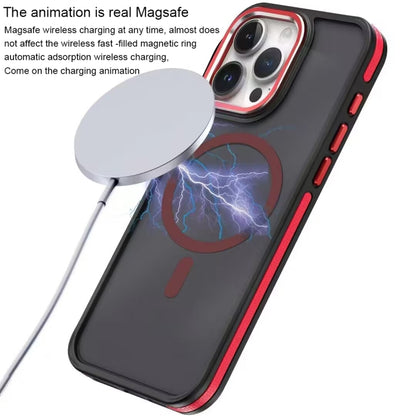 For iPhone 14 / 13 Two-color Frosted MagSafe Magnetic Phone Case(Red) - iPhone 14 Cases by buy2fix | Online Shopping UK | buy2fix