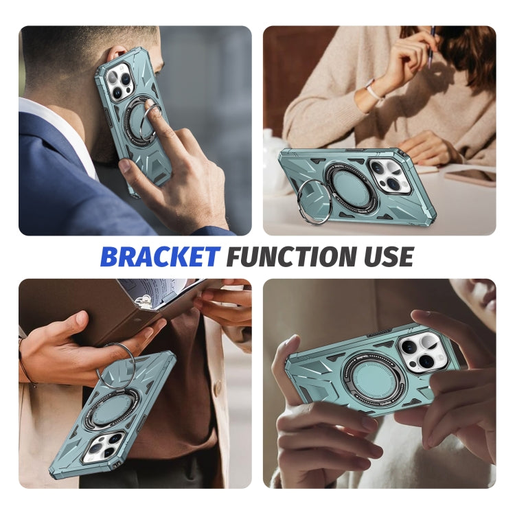 For iPhone 14 Pro Max MagSafe Magnetic Shockproof Phone Case with Ring Holder(Green) - iPhone 14 Pro Max Cases by buy2fix | Online Shopping UK | buy2fix