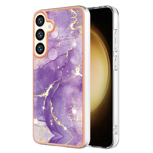 For Samsung Galaxy S24 5G Electroplating Marble Dual-side IMD Phone Case(Purple 002) - Galaxy S24 5G Cases by buy2fix | Online Shopping UK | buy2fix