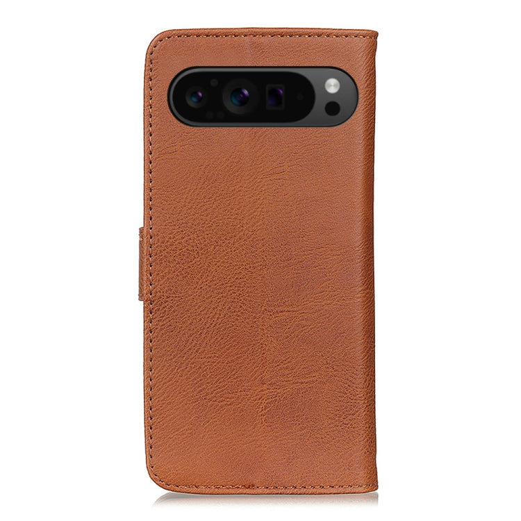 For Google Pixel 9 Pro KHAZNEH Cowhide Texture Horizontal Flip Leather Phone Case(Brown) - Google Cases by buy2fix | Online Shopping UK | buy2fix