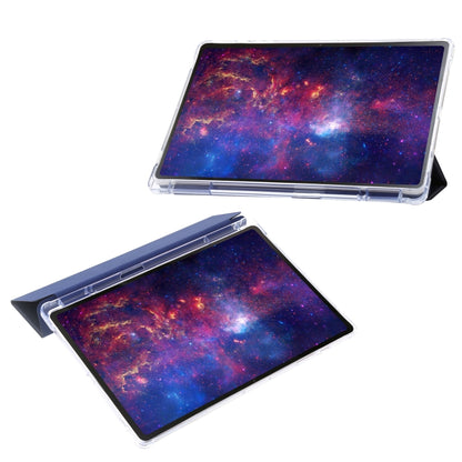 For Samsung Galaxy Tab S9 3-Fold Clear Acrylic Leather Tablet Case(Dark Blue) - Galaxy Tab S9 Cases by buy2fix | Online Shopping UK | buy2fix