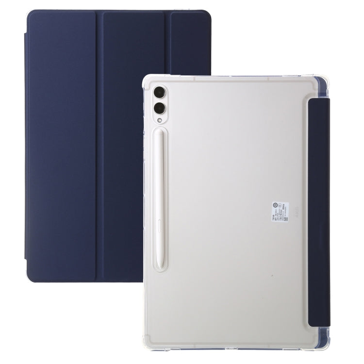 For Samsung Galaxy Tab S9+ 3-Fold Clear Acrylic Leather Tablet Case(Dark Blue) - Galaxy Tab S9+ Cases by buy2fix | Online Shopping UK | buy2fix