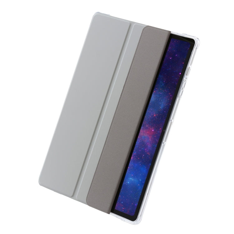 For Samsung Galaxy Tab S9+ 3-Fold Clear Acrylic Leather Tablet Case(Grey) - Galaxy Tab S9+ Cases by buy2fix | Online Shopping UK | buy2fix