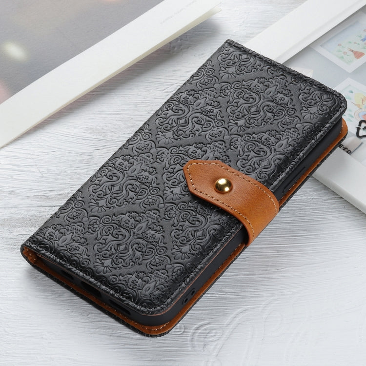 For Google Pixel 9 European Floral Embossed Leather Phone Case(Black) - Google Cases by buy2fix | Online Shopping UK | buy2fix