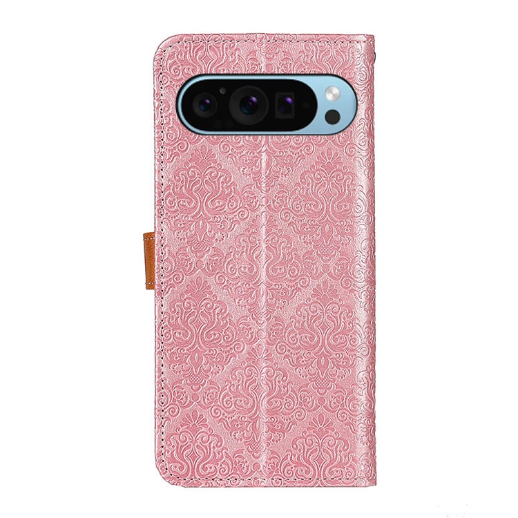 For Google Pixel 9 European Floral Embossed Leather Phone Case(Pink) - Google Cases by buy2fix | Online Shopping UK | buy2fix