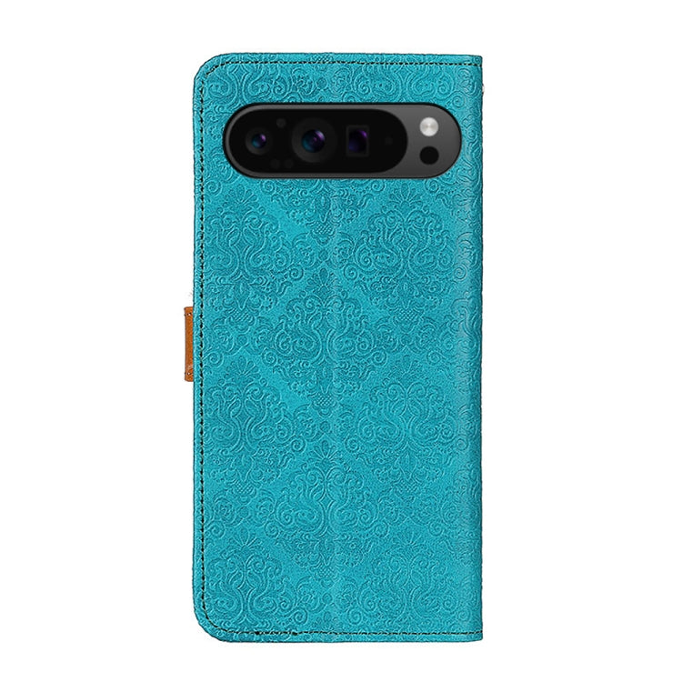 For Google Pixel 9 Pro European Floral Embossed Leather Phone Case(Blue) - Google Cases by buy2fix | Online Shopping UK | buy2fix